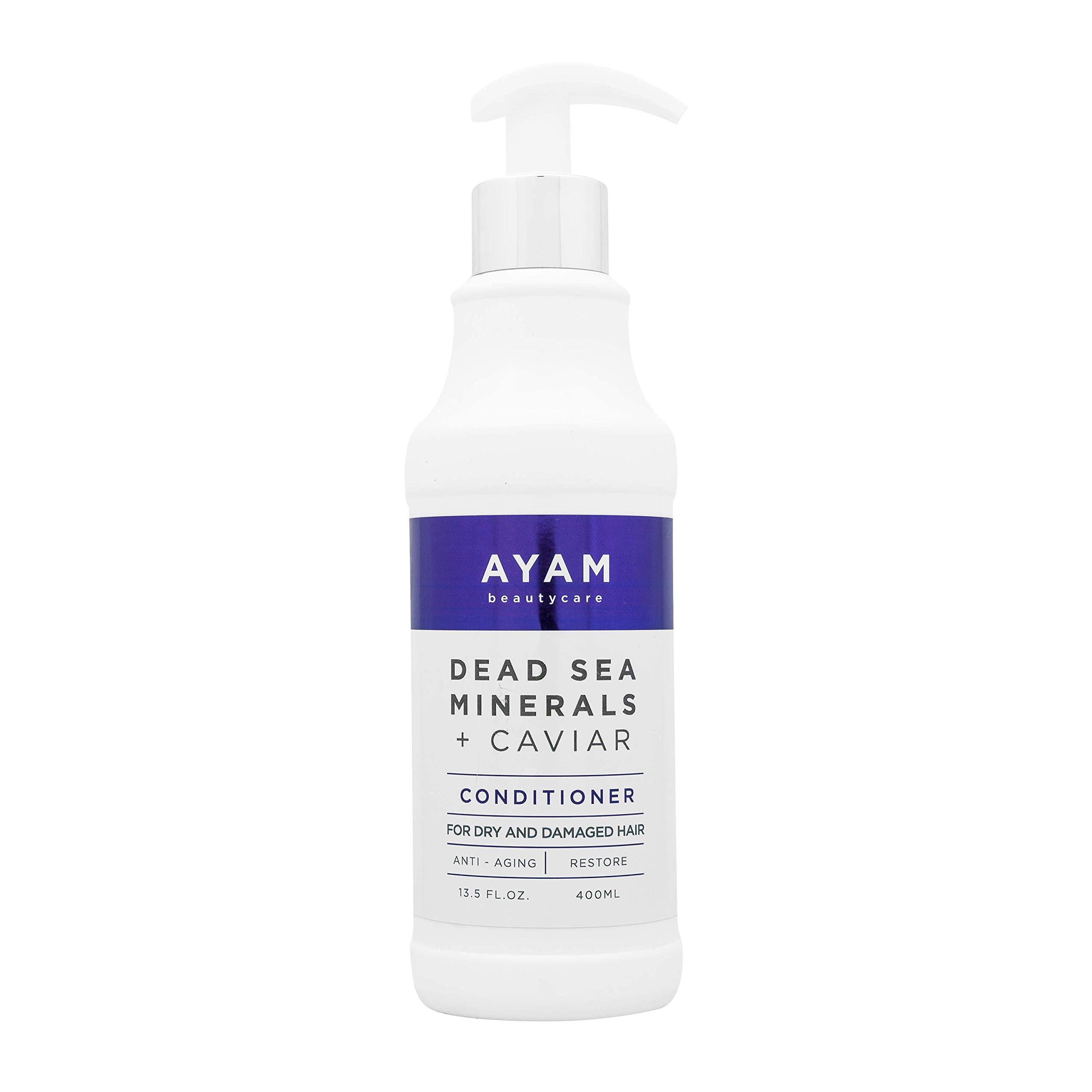 AYAM Beautycare Dead Sea Minerals + Caviar Conditioner Anti-Aging Replenishing Moisture for Dry and Damaged Hair, Haircare for Smooth, Hydrated Hair 13.5 fl oz