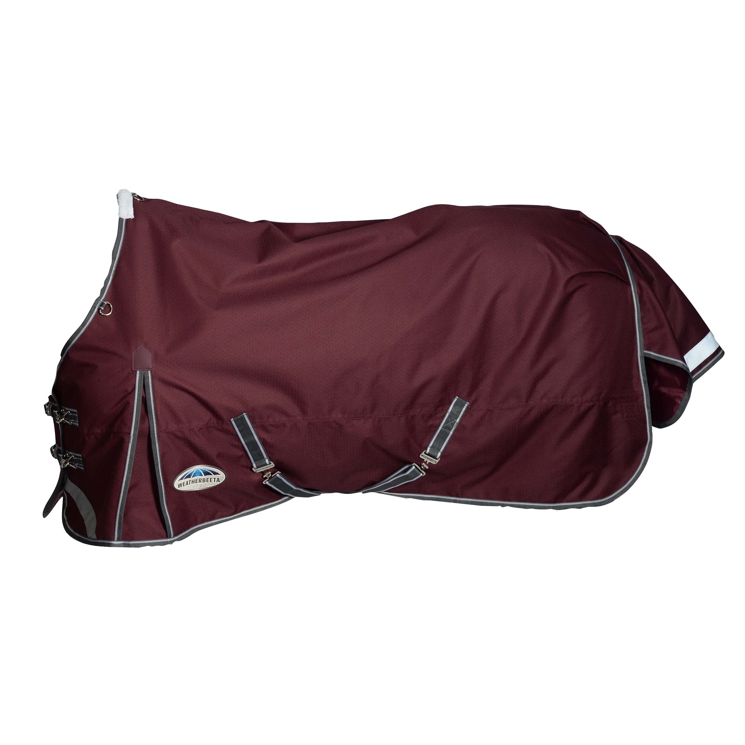 WeatherBeeta ComFiTec Plus Dynamic II Standard Neck Medium Horse Turnout Rug, Maroon/Grey/White, 6'6