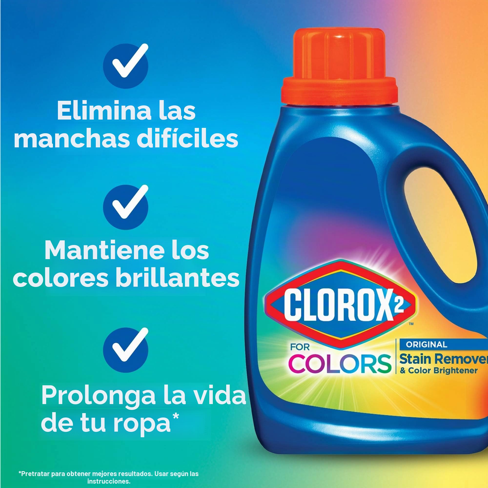Clorox 2 quitamanchas e iluminador de color, 22 onzas (el embalaje puede variar), 22 onzas líquidas (paquete de 1)