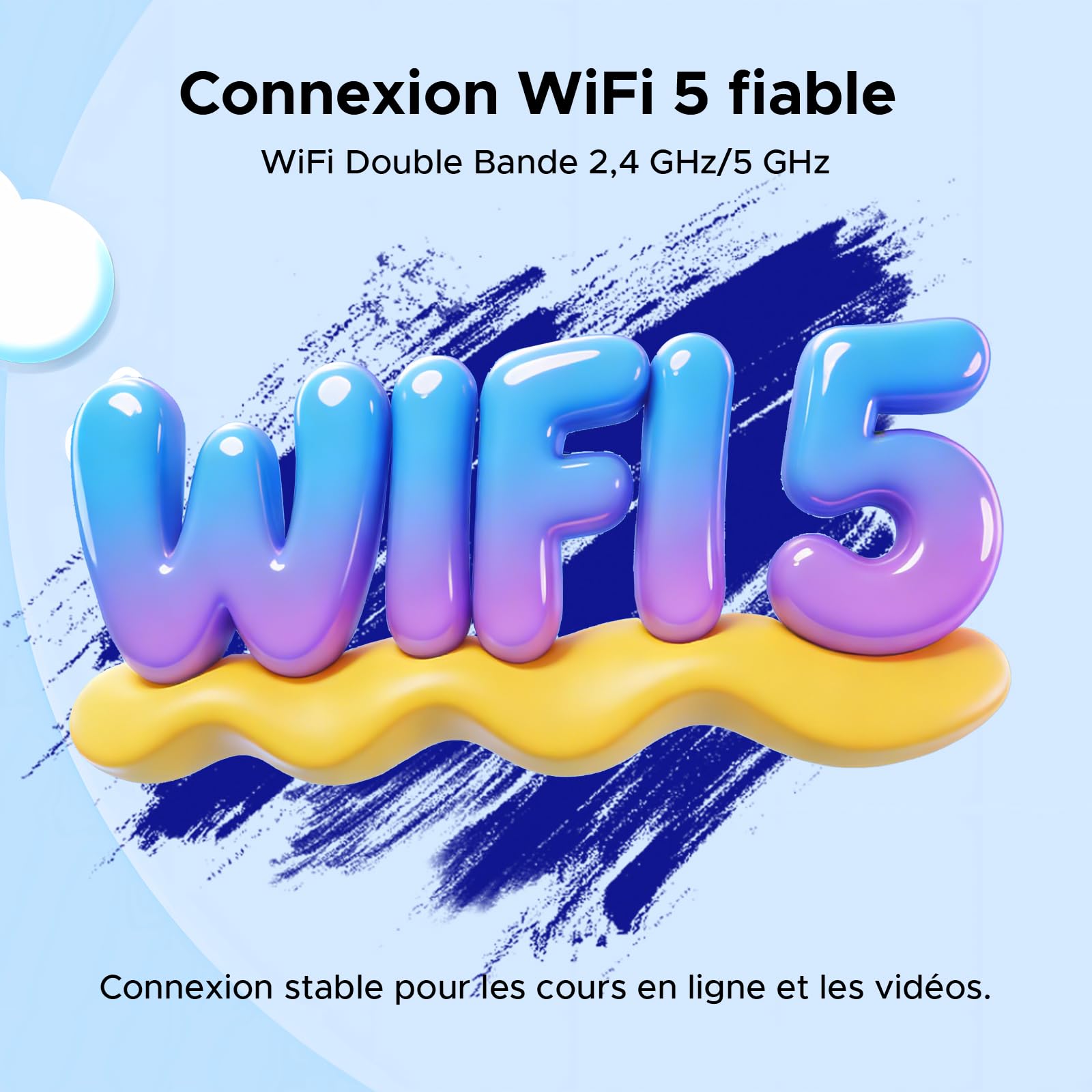 Tablette pour Enfants P10 Android 16, 10 Pouces, Gemini AI, 90 Hz, 32Go RAM + 64Go ROM, 7000 mAh/Wi-FI 5/OTG/Face ID, livrée avec étui de Protection et Stylet