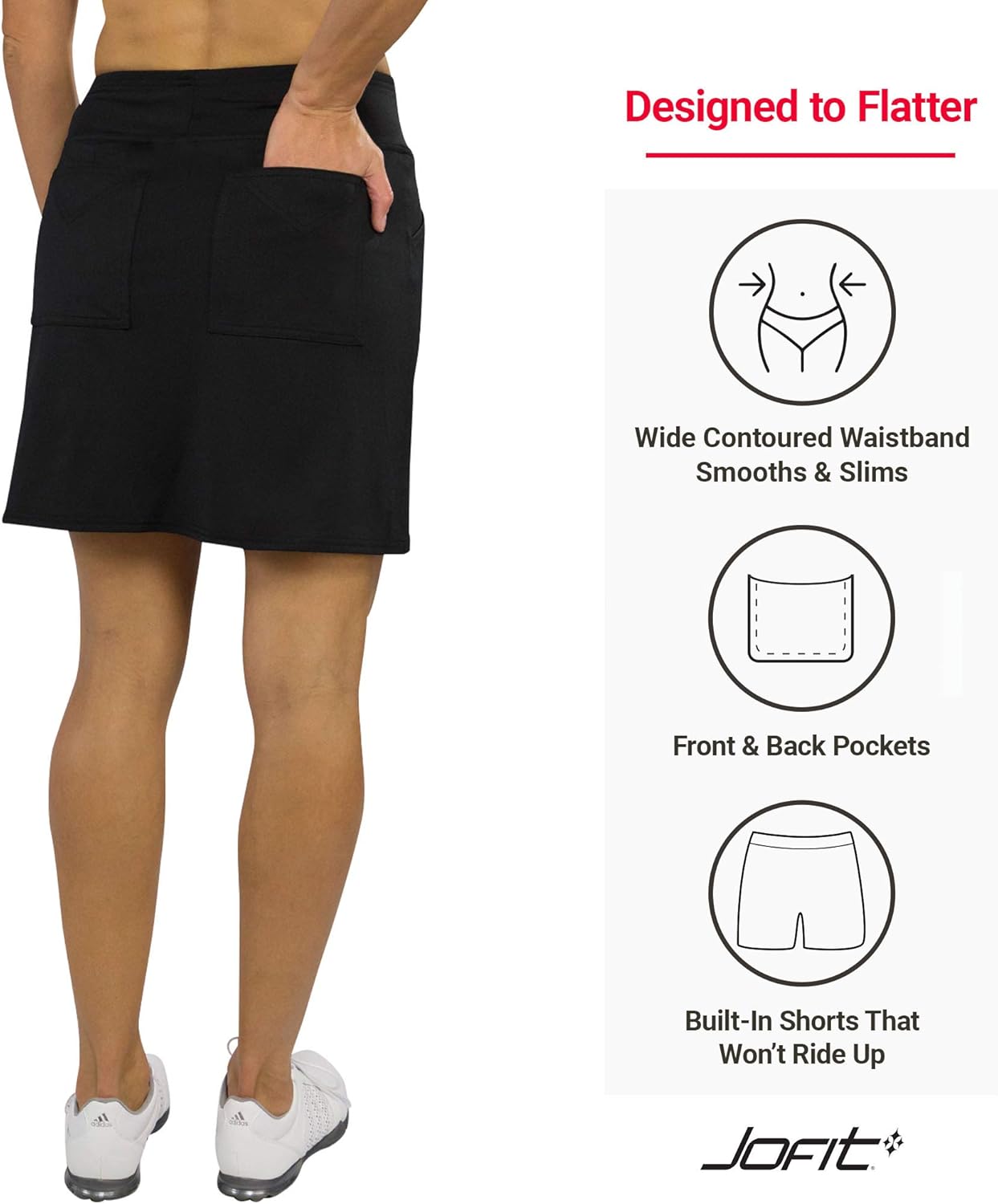 Jofit Apparel Women’s Athletic Clothing Long Mina Skort for Golf & Tennis