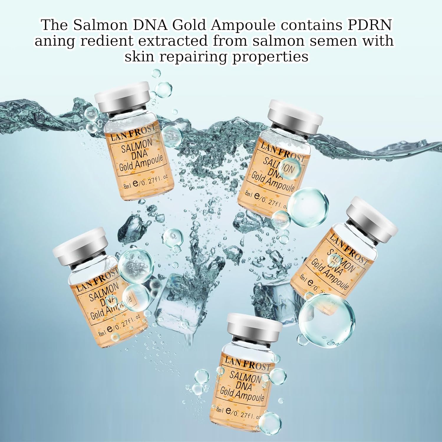 BB Facial Glow Serums Starter Kit Hyaluronic Acid Salmon DNA Gold Serum Ampoule for Face, Hydration and Moisturization,12 Vials - Image 2