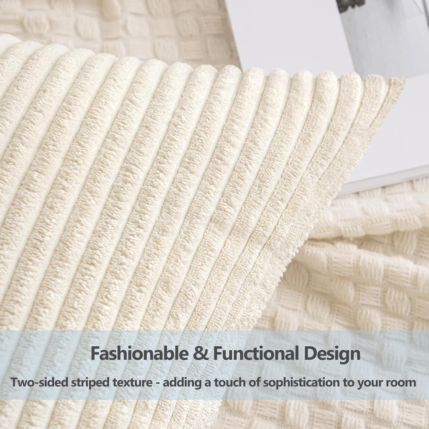 18x18 Corduroy Pillow Cover - 2 Pack Euro Shams Ultra Soft Soild Cushion Cases No Insert Decorative Farmhouse Throw Pillow Cases Zipper Closure for Bed Sofa Car - Cream White