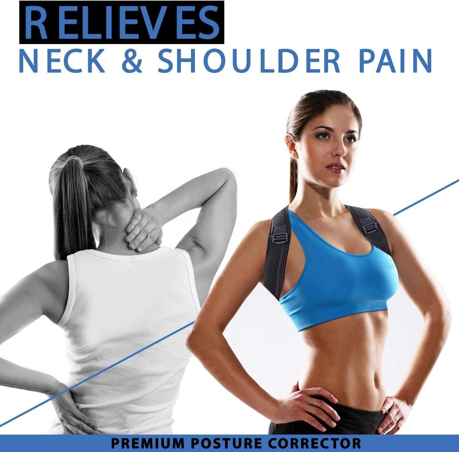 BELOEN Posture Corrector for Men and Women, Upper Back Brace for Clavicle Support, Providing Pain Relief from Neck, Back & Shoulder (One Size, Black)