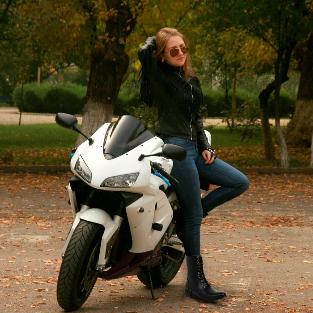 Betastella Lace Up Combat Boots Womens Ankle Boots Flat Low Heel Booties Round Toe Vintage Military Boots for Ladies Fall Winter