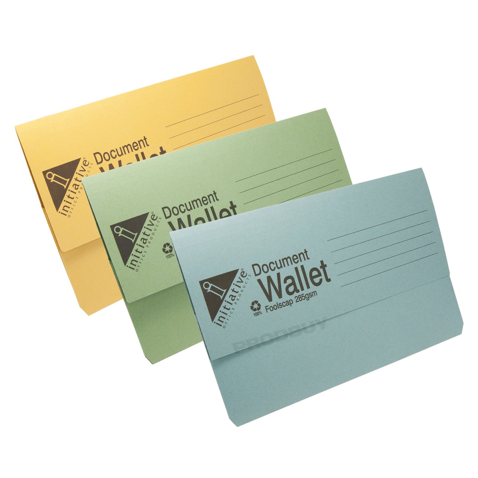[Pack of 30] 285gsm Foolscap Premium Document Wallets A4 Paper Storage Files Folders (Blue Green Yellow Mix)