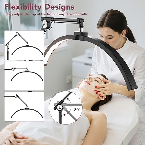 Miniatura 10 de iVict Luz de media luna, luz de pestañas de 27.5 pulgadas para tecnología de pestañas, lámpara de pestañas de altura y ángulo ajustables con soporte