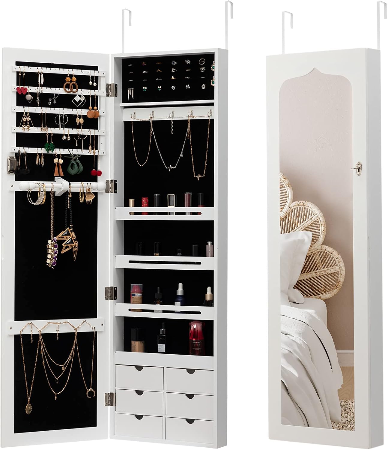 Amazon.com: HollyHOME Jewelry Mirror Armoire Cabinet, Lockable Large