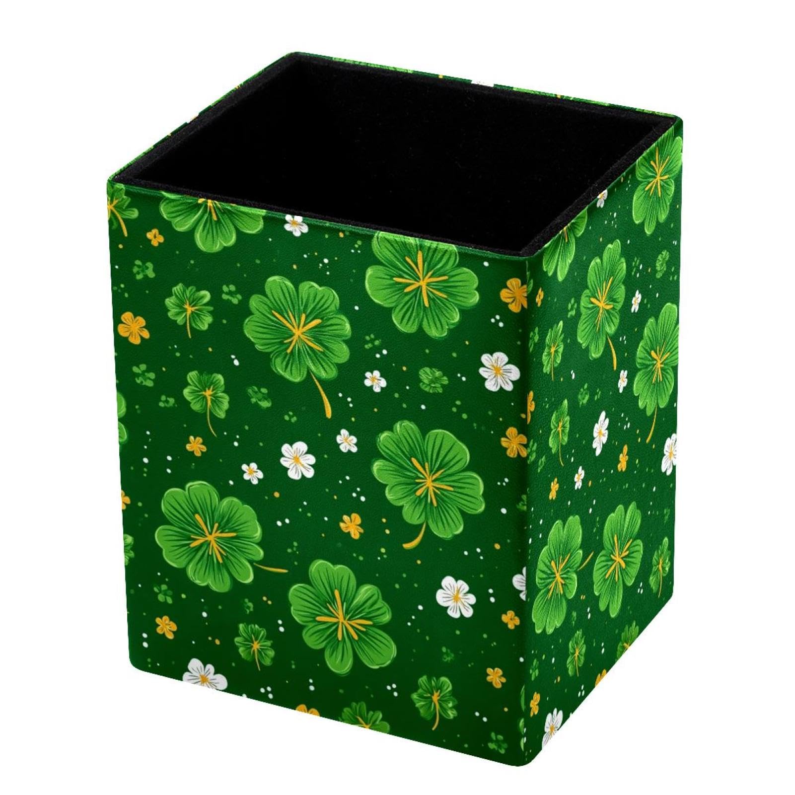 VAPOKF Pencil Holders for Desk, Shamrock Printed Pen Holders Pen Pot Makeup Brushes Storage Desktop Stationery Supplies Organiser for Home Office