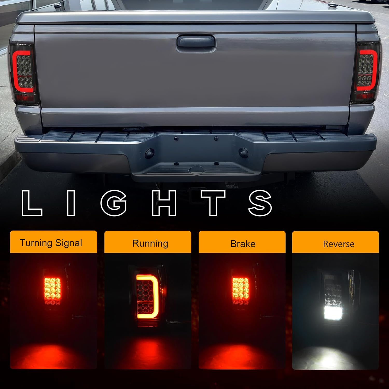 Daikokuya Full Led Tail Lights Compatible with 2001-2011 Ford Ranger Turn Signal, Brake Light, Reverse Light Rear Light Assembly Smoked