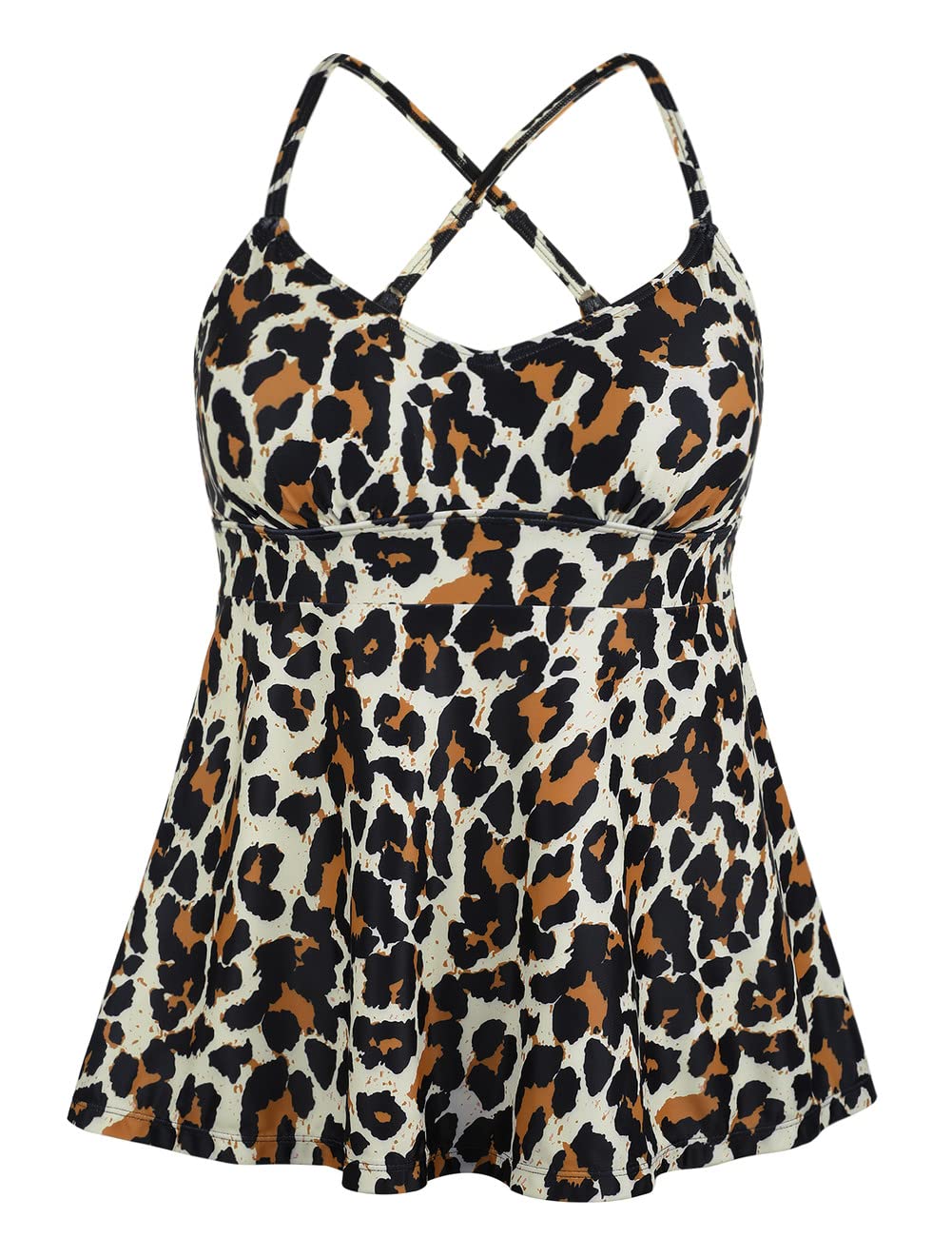 HilorWomen's Tankini Tops V Neck Swimsuit Flowy Swimwear Crossback Swim Top