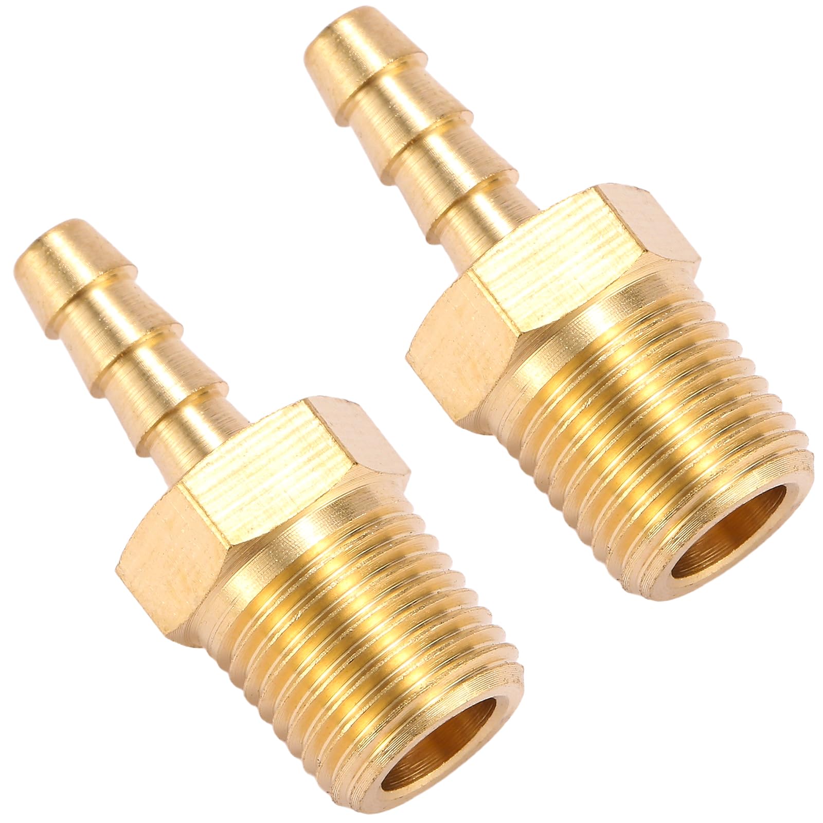 2 Pack Brass Hose Fitting, Adapter, 1/8" Barb x 1/8" NPT Male Pipe