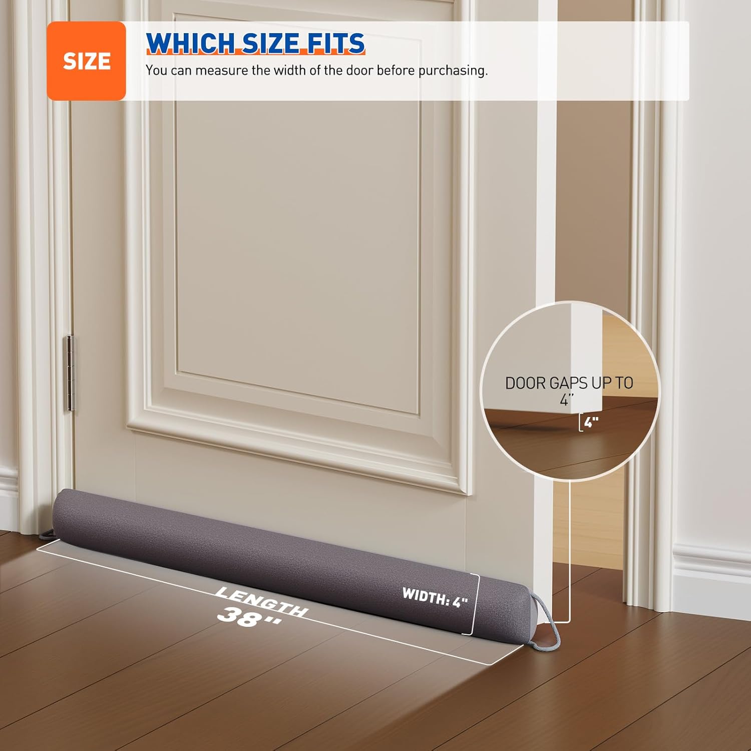 MAGZO Door Draft Stopper, 72 Inch Under Door Draft Blocker Noise Stopper, Weighted Wind Blocker Draft Guard for Bottom of Door, Gray