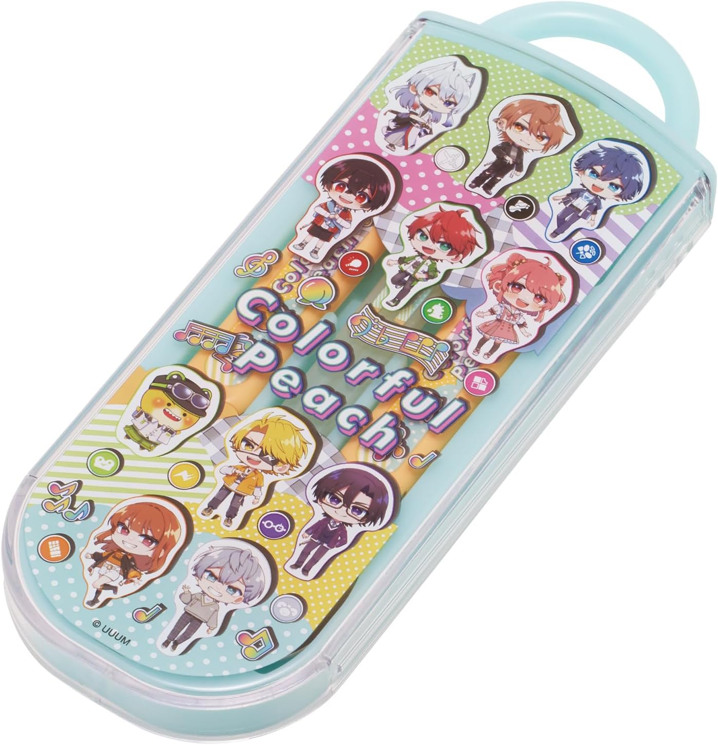Skater TACC2-A Children's Trio Set Chopsticks, Spoon, Fork, 6.5 inches (16.5 cm), Colorful Peach 26, Boys and Girls