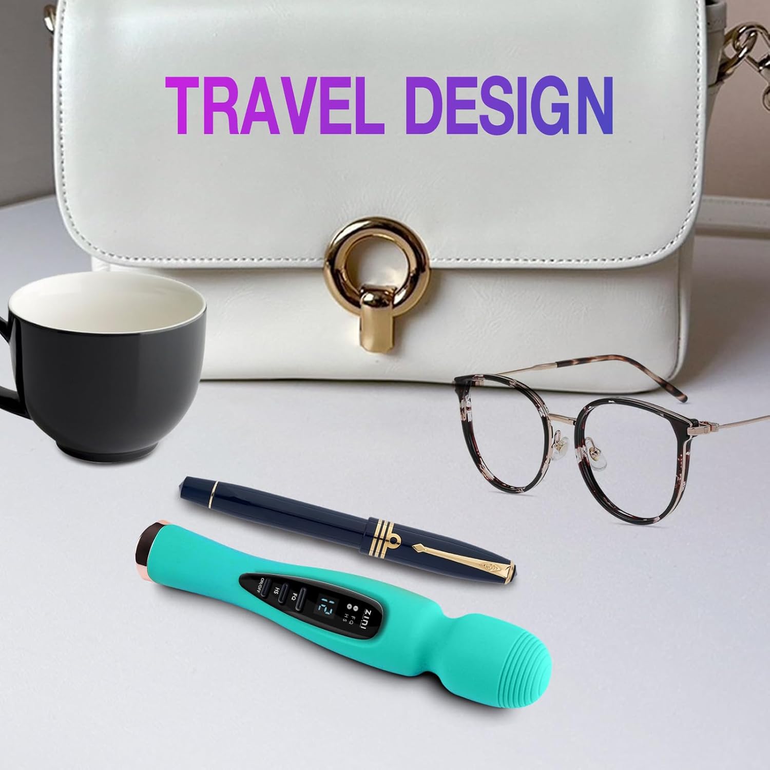 Cordless Massager with LCD Display, Personal Massager for Pain Relief, Powerful 12 Vibrating Massage Wand, Blue - Image 3