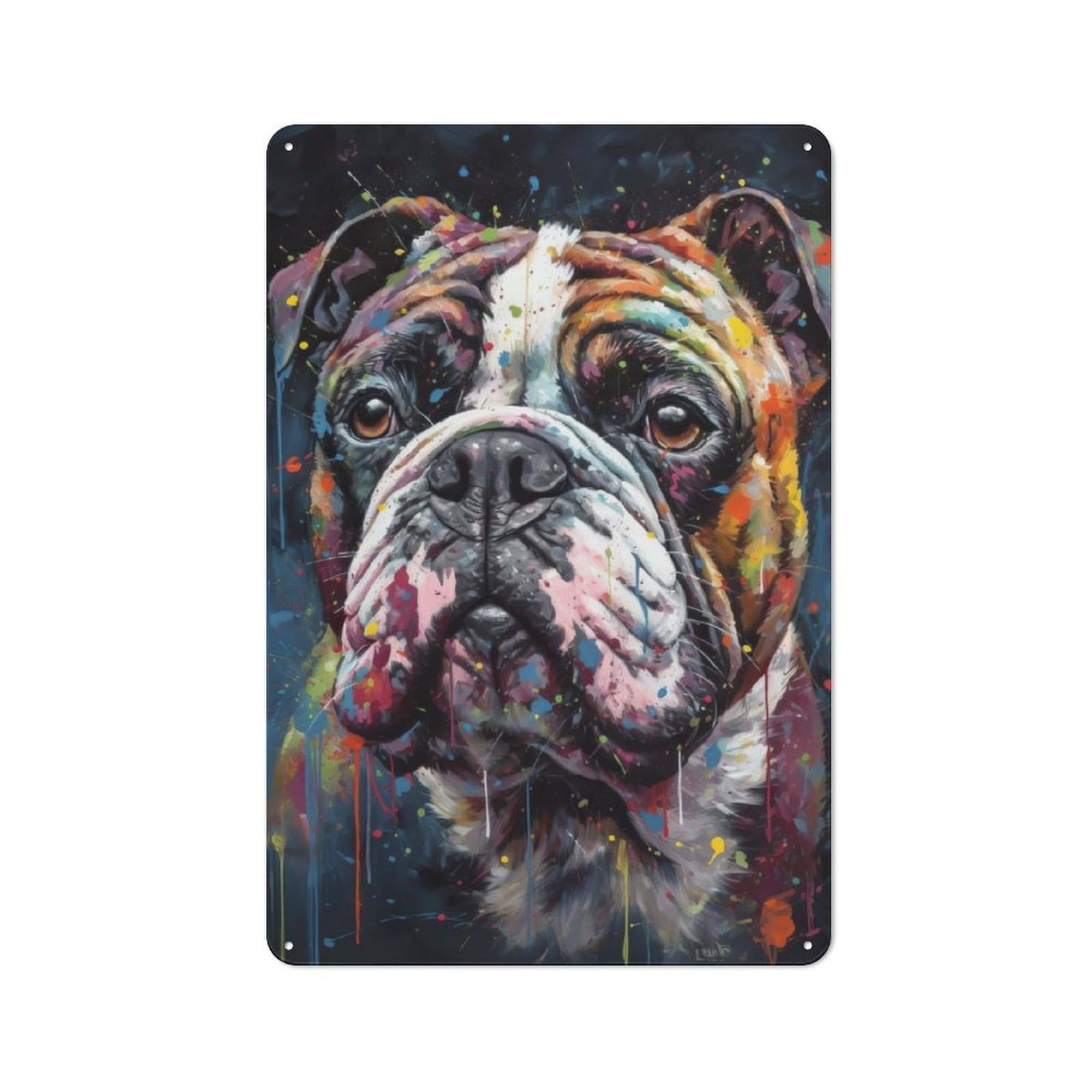Junmoney Bulldog Painting Tin Sign 30X20cm With For Workshop Wall, Vintage Decor, For Metal Sign Collectors, For Garage And Workshop Walls