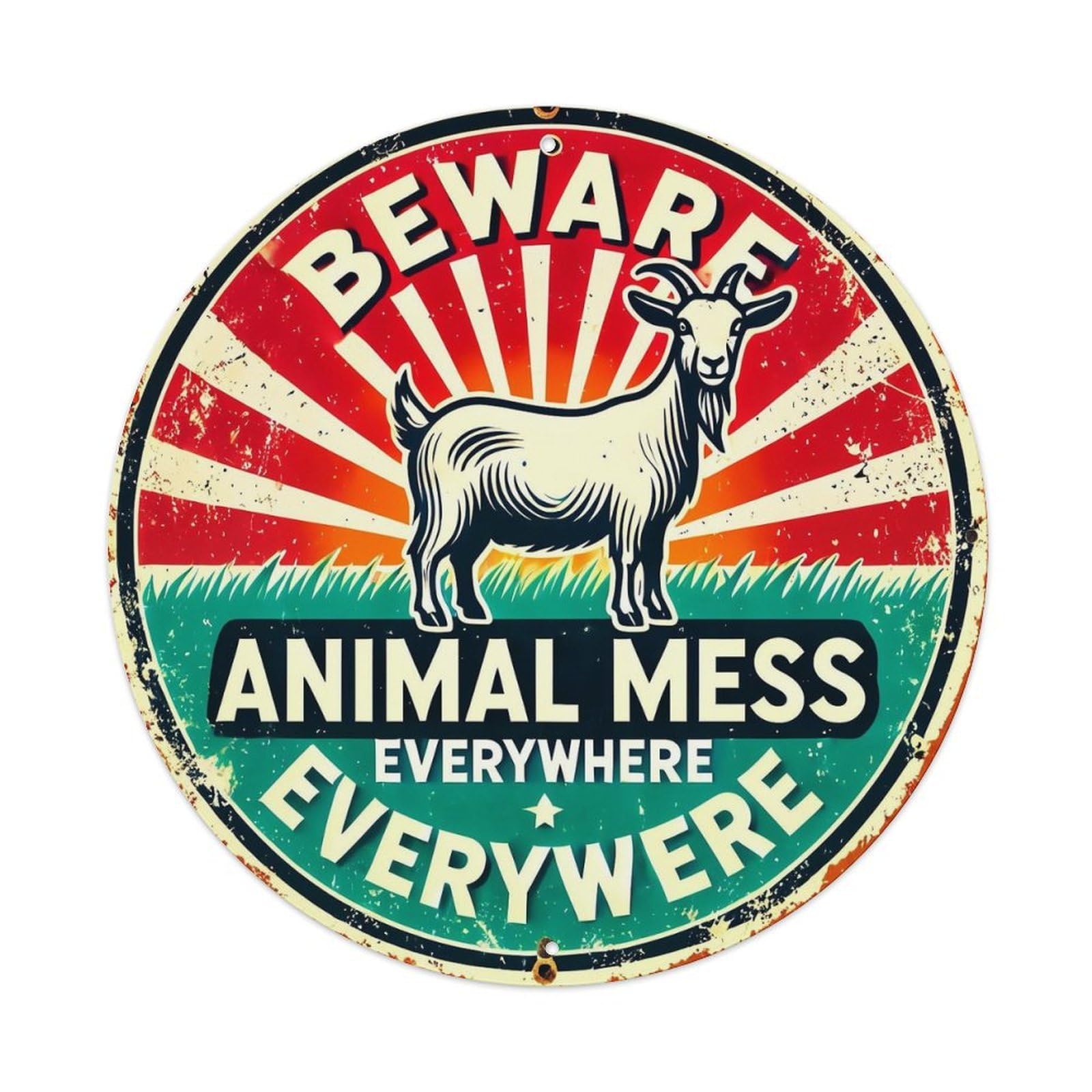 Beware Animal Mess Everywhere Metal Tin Sign Plaque