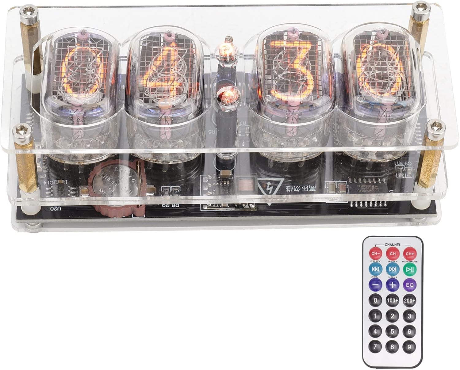 Reloj de Tubo, IN12 Glow Nixie Tube Clock con Control Remoto, Reloj de Tubo Digital Electrónico Ensamblado para Dormitorio