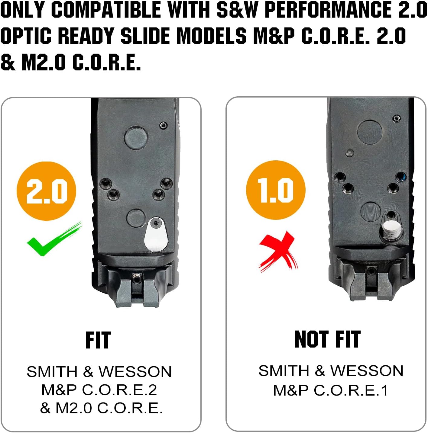 ohhunt Adapter Plate Compatible with Holosun 407K/507K/EPS Carry/RomeoZero for Smith & Wesson MP 2.0 Optics Ready/CORE