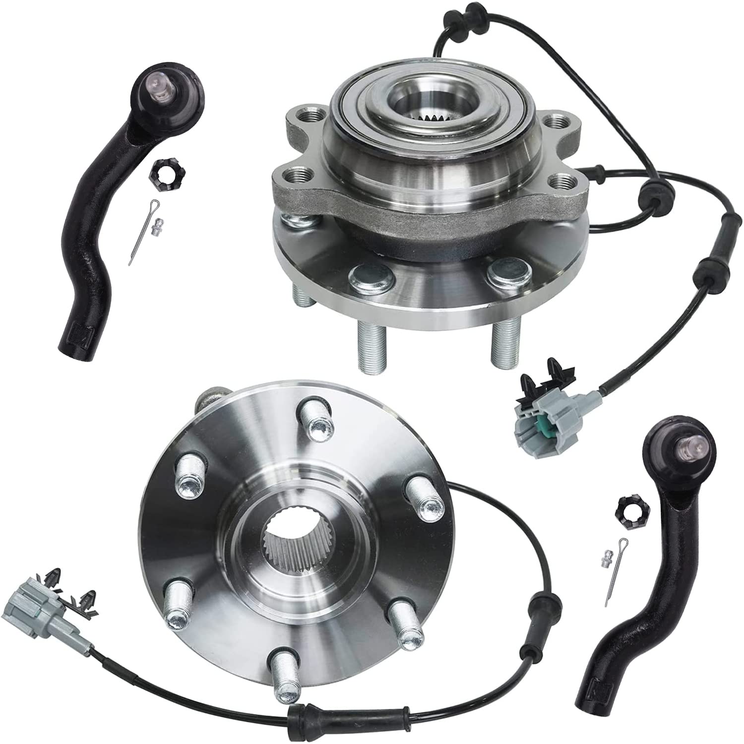 Detroit Axle - 4WD Front 4pc Wheel Bearing Hubs for 05-19 Nissan Frontier