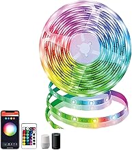 Smart Wi-Fi LED Strip, RGB Dimmable, Sync-to-Music, IP65, Cuttable and Sticker, App Timer Smart Life, Compatible with Alexa and Google Home, 12V/2A Power Supply and Remote Control, 3M