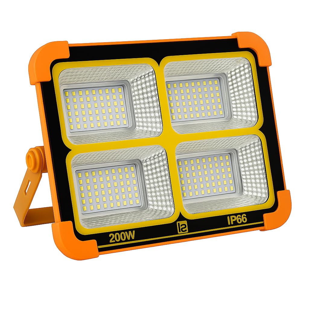 200W Güneş Enerjili Portatif Solar LED Projektör | IP66 Su Geçirmez, 4 Işık Modu, 2200 Lümen, Taşınabilir Şarjlı Lamba | Kamp, Bahçe, Sokak Aydınlatması K2LED