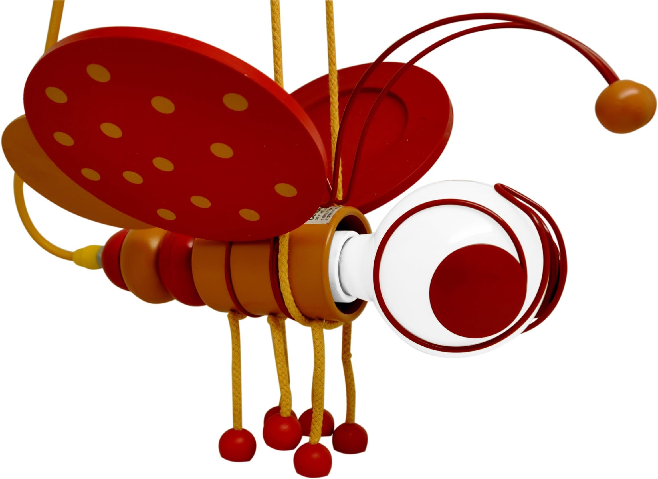 Kids 1-light Little Bee Pendant Lamp, Red and Dark Yellow Ceiling Light