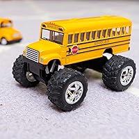 Vista 7 de KinsFun - Autobús escolar de monstruo de metal fundido a presión de 5 pulgadas (13 cm), camión monstruo de acción de retroceso