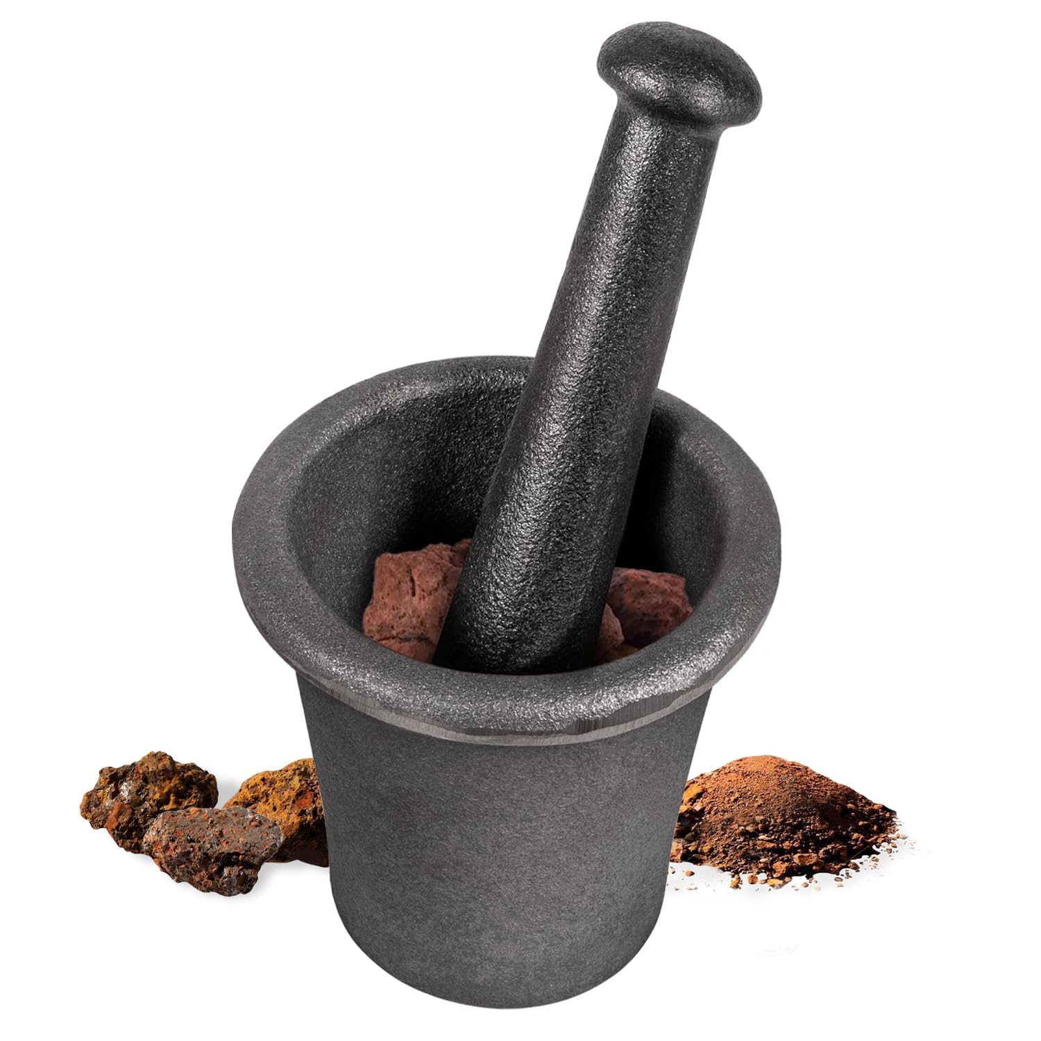 Ensemble mortier et pilon CTcar 3,6 kg | En acier forgé | Pour l'orpaillage, le concassage de minéraux et le moulin à épices
