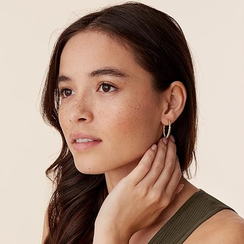 Miniatura 4 de PAVOI Aretes de aro redondos chapados en oro de 14 quilates de 0.098 in en oro rosa, oro blanco y oro amarillo