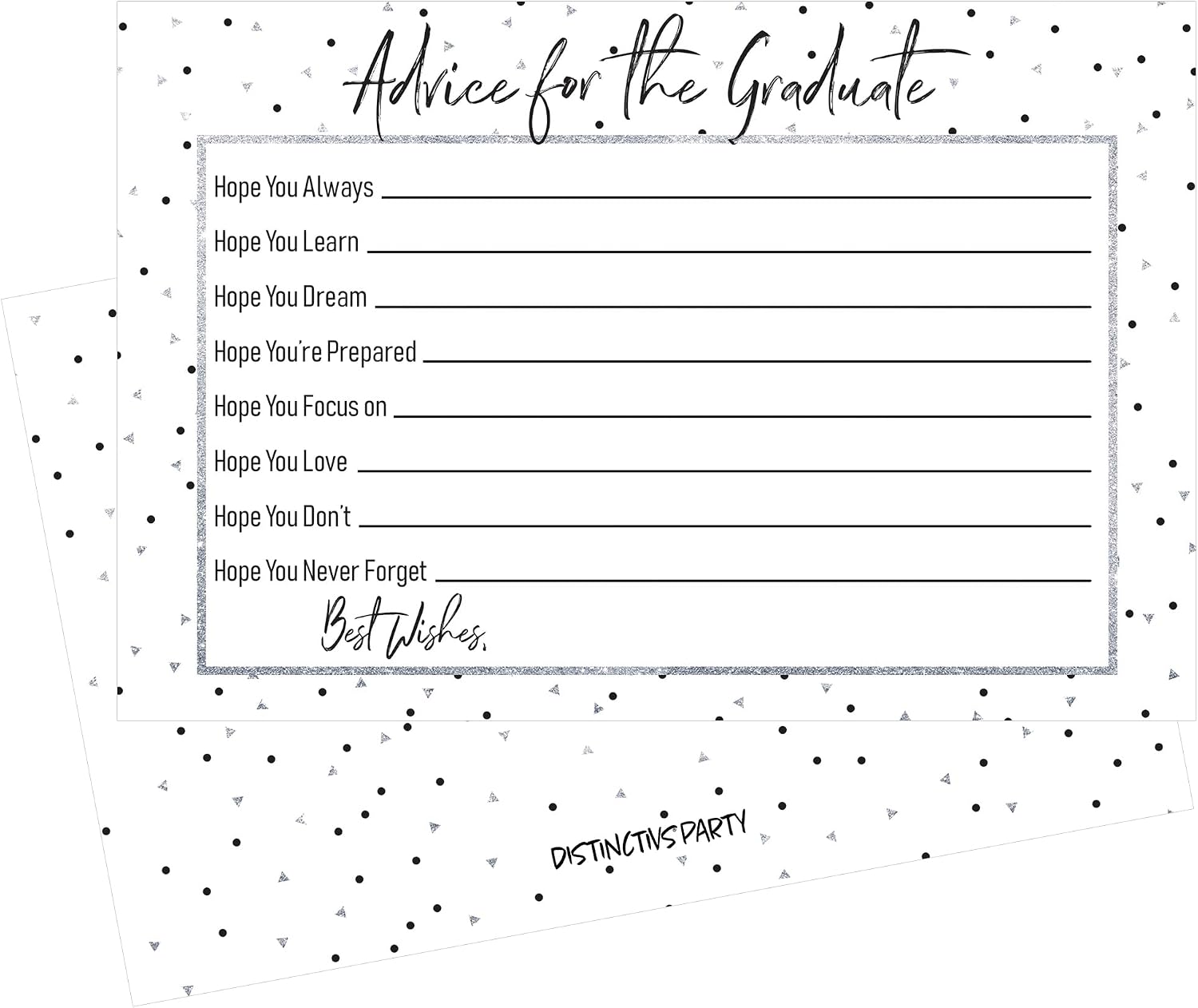 DISTINCTIVS Graduation Advice for the Graduate - 25 Cards (Black and Silver)