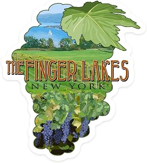 Die Cut Sticker Finger Lakes, New York, Vineyard Scene, Vinyl Sticker, (Waterproof Decal for Cars, Water Bottles, Laptops, Coolers), Large