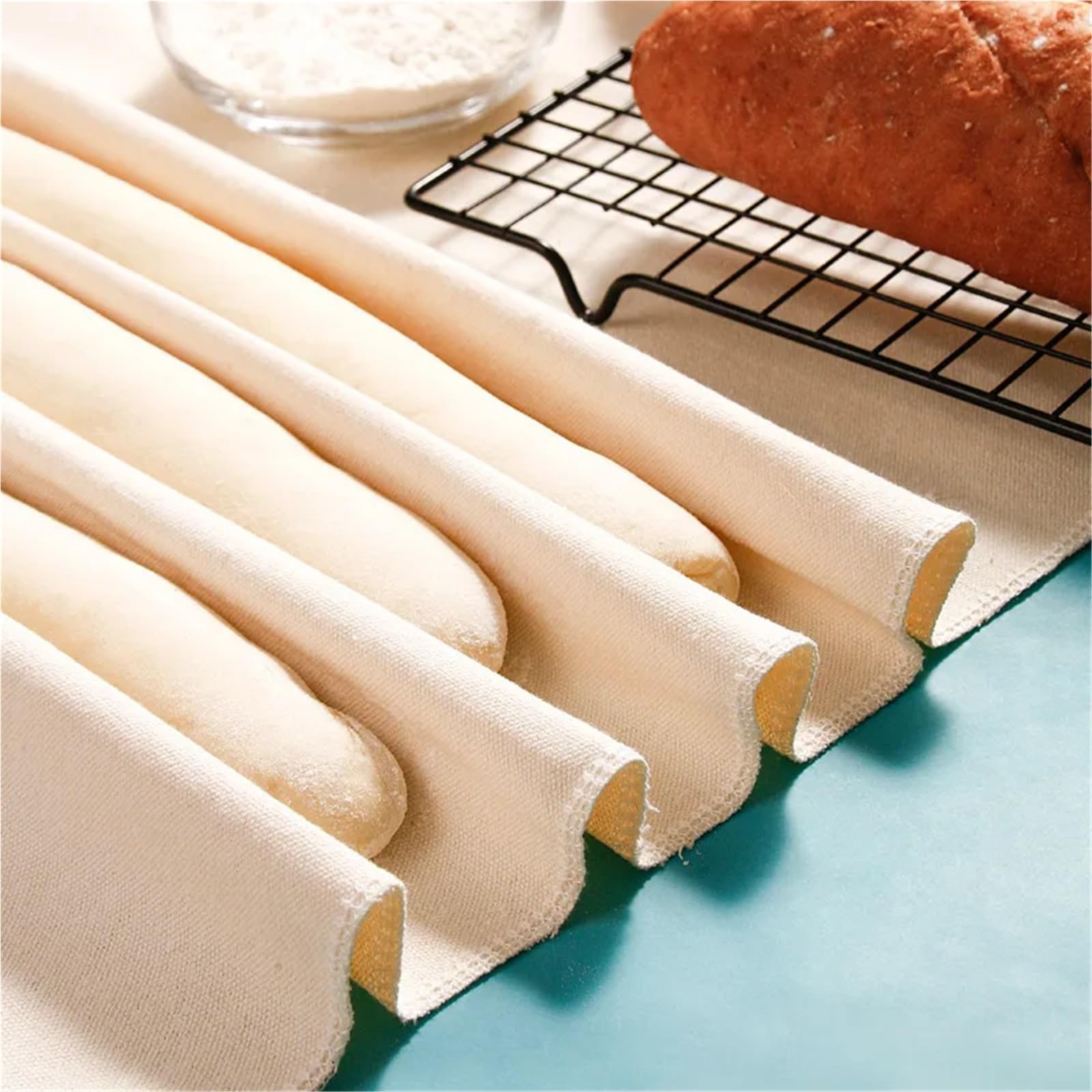 Cestas Fermentación Cesta de fermentación redonda/ovalada, cesta de almacenamiento de pan for hornear pan, cuenco de mimbre tejido hecho a mano, forro de tela, utensilios de cocina for hornear(Oval35x
