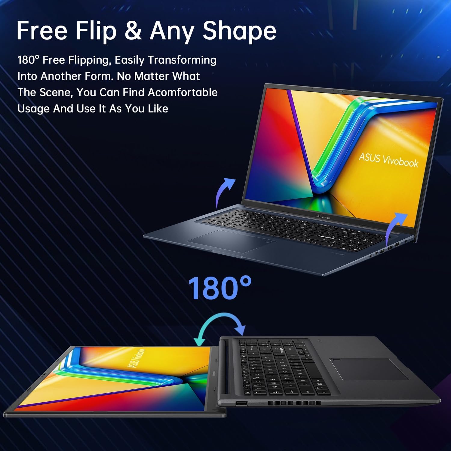 ASUS Vivobook Laptop,17.3" FHD Anti-Glare Display, 16GB RAM, 512GB SSD + 128GB Portable SSD, Core i3-1215U(up to 4.4GHz), WiFi 6E, Webcam, Keypad, 3-in-1 External Storage Bundle, Win 11, Quiet Blue 16GB RAM | 512GB SSD Win 11 Home image 7 of 9 B0F3FQ99DL