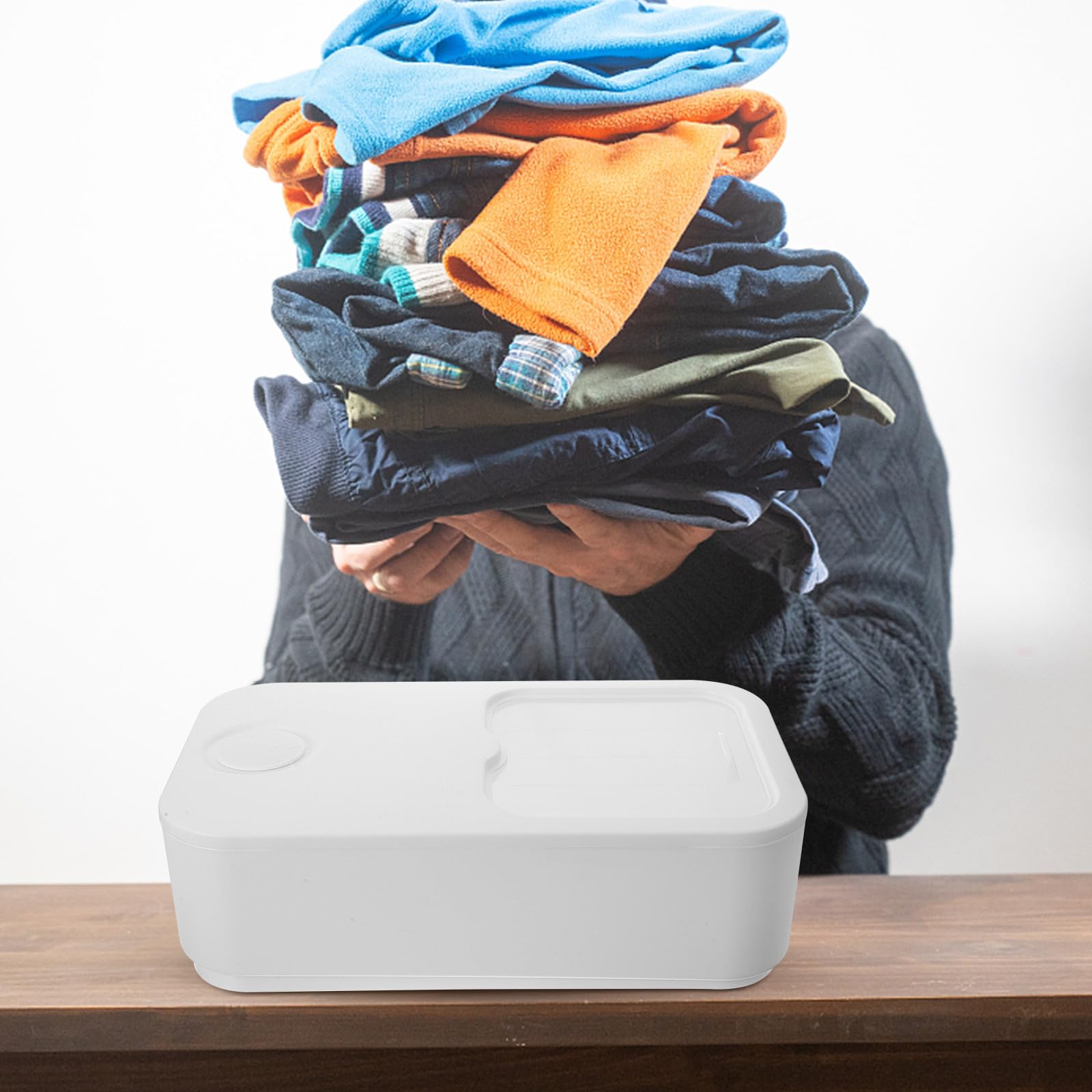 TEHAUX Caja de Toallitas para Secadora de Ropa Contenedor de Almacenamiento de Cápsulas de Lavandería, Plástico Blanco, Estructura Simple, Apta para Lavavajillas, para Lavandería