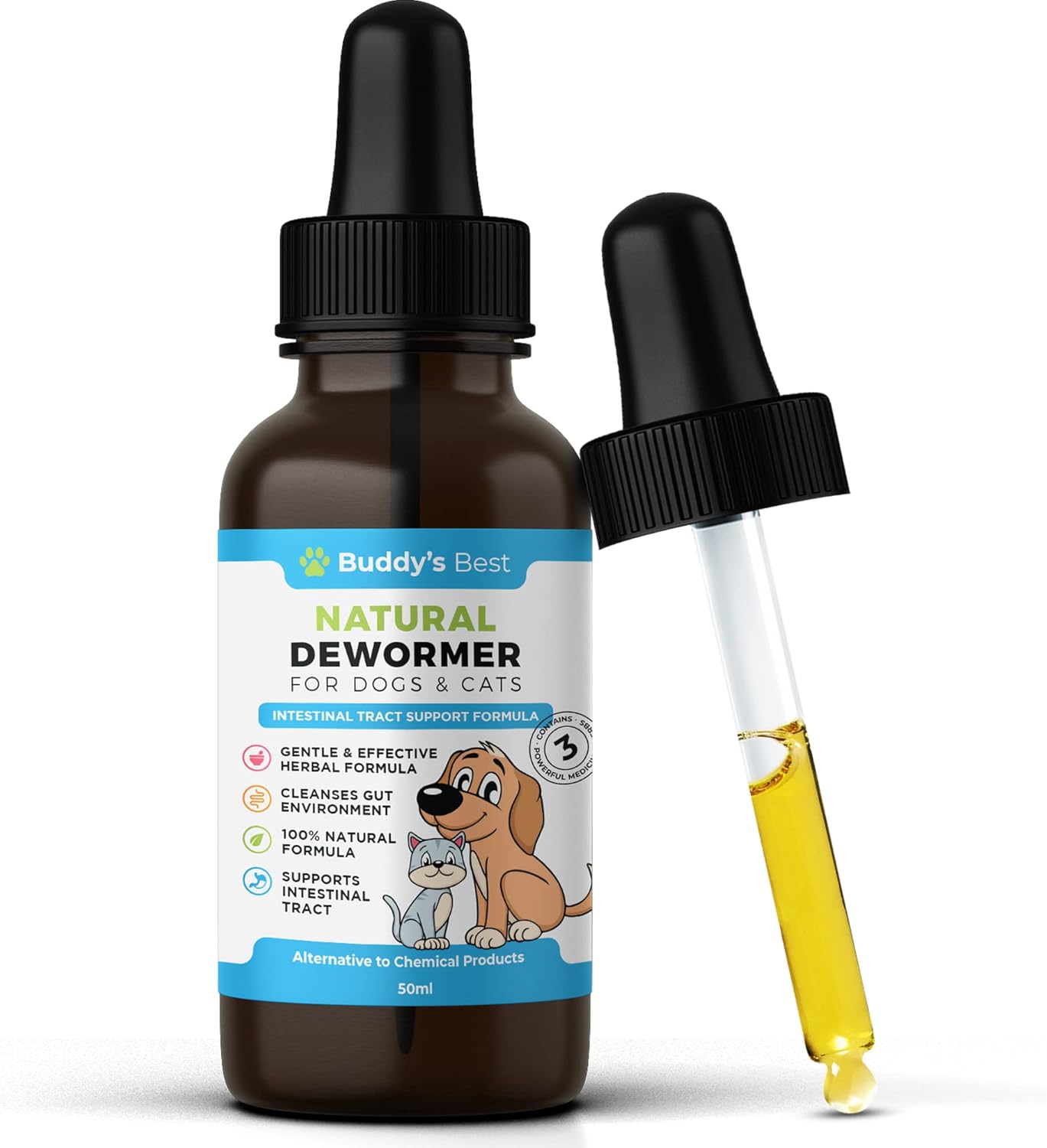 BUDDY'S BEST Natural Dewormer For Dogs & Cats Intestinal Tract Support Formula Amazon.co.uk