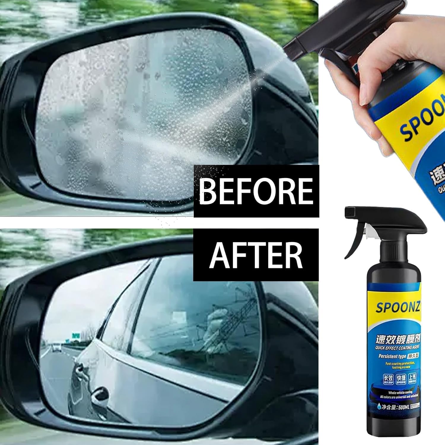 Sopami Car Coating Spray,Quick Effect Coating Agent,Polish Spray Waterless Wash Wax,Sopami Oil Film Emulsion Glass Cleaner (1Pcs)