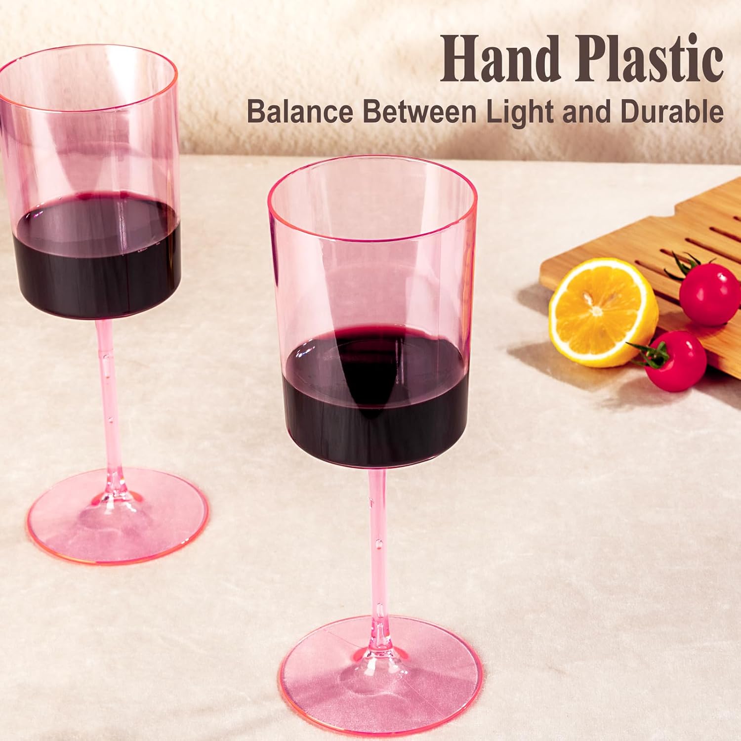 Ciaell 12 Pack Pink Plastic Wine Glasses - 14Oz Plastic Wine Glasses with Stem - Disposable Stemmed Wine Glass for Parties & Weddings & Outdoor & Valentine's Day - Image 5