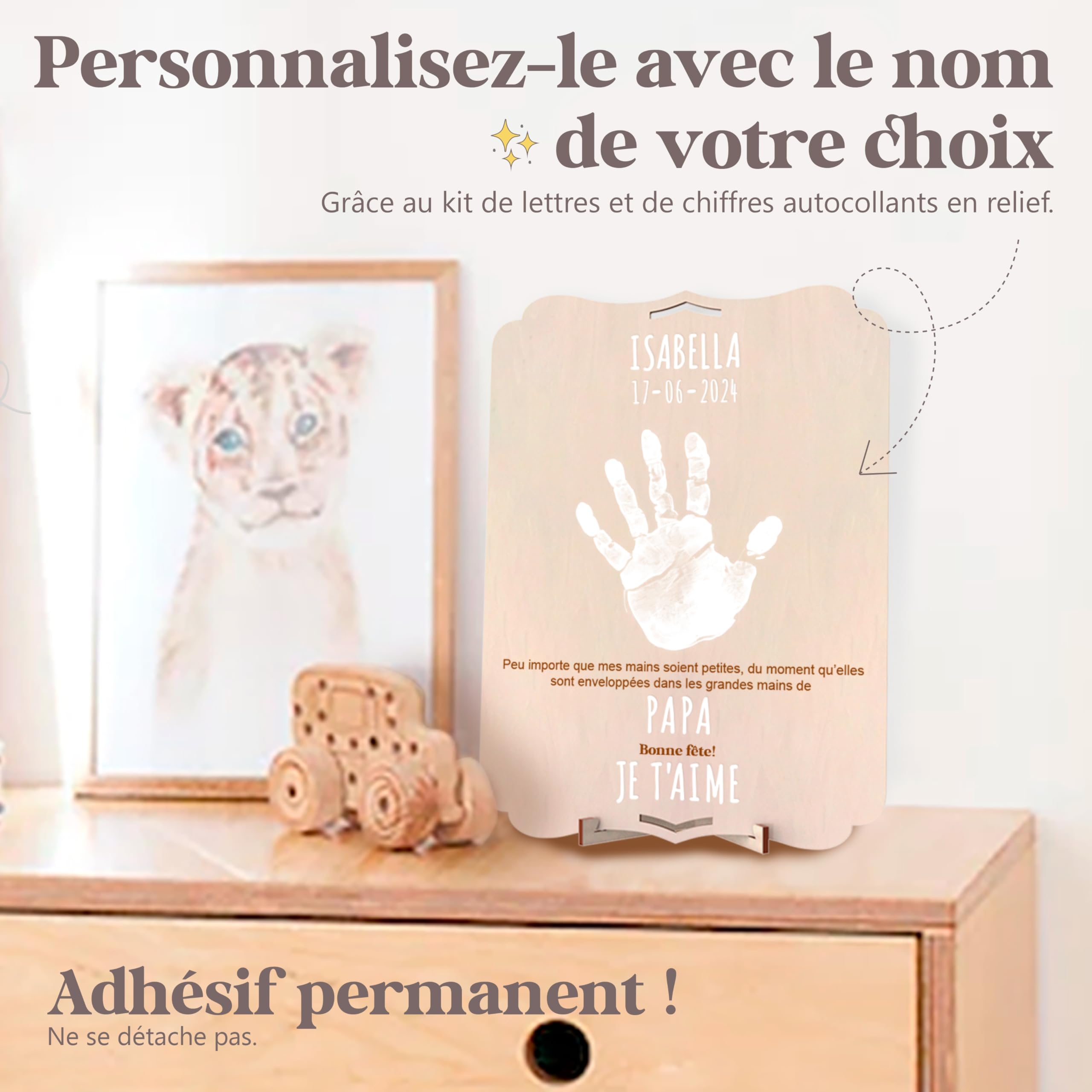 nagu® Cadeau personnalisé homme fête des pères avec empreinte main pied bébé