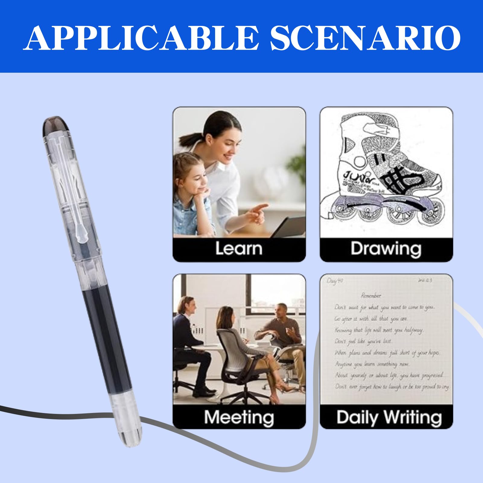 6 Penne Stilografiche Usa E Getta Extra Fine 0.5mm - Inchiostro Nero Per Scrittura Fluida, Schizzi E Calligrafia