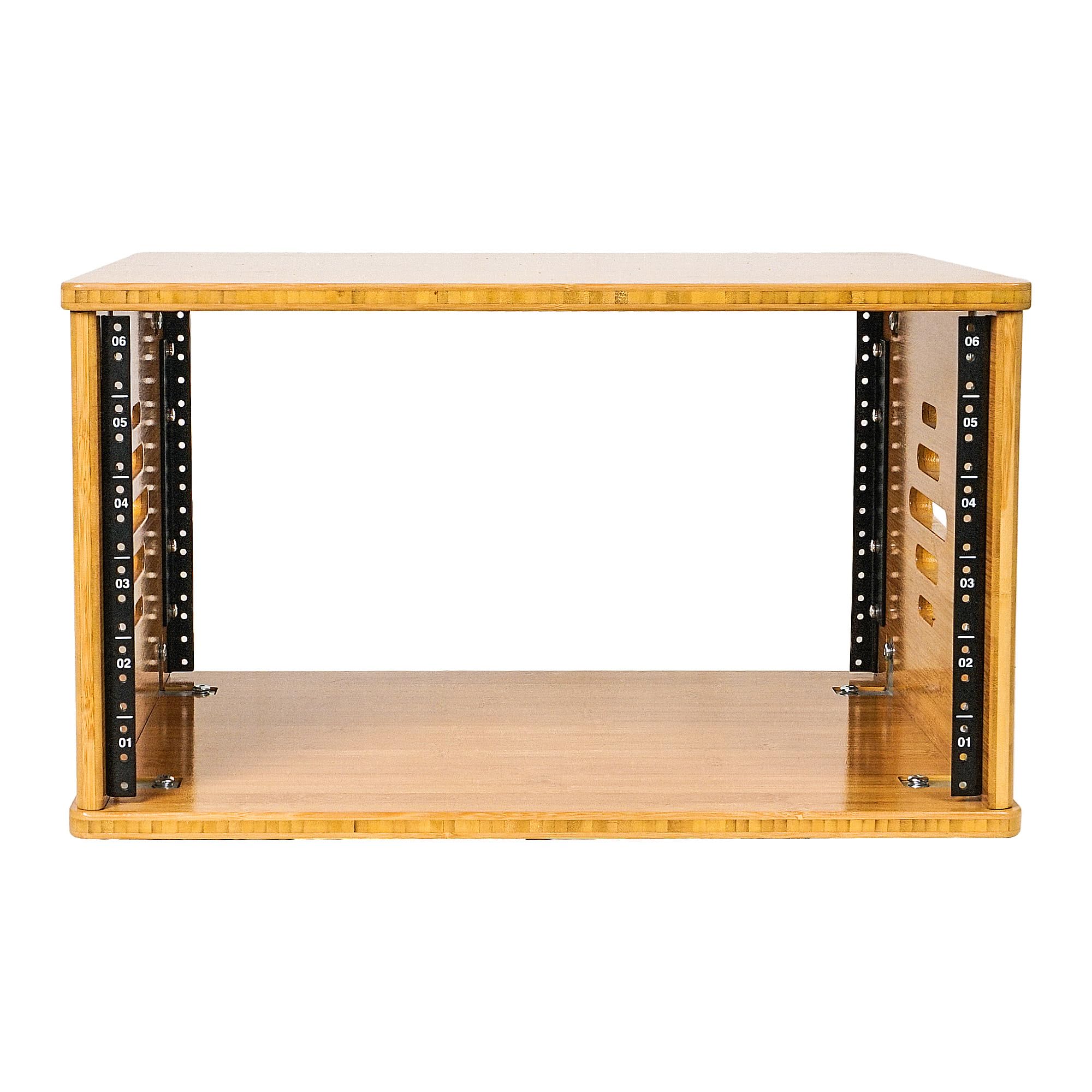 Sound Town Rack d'équipement de studio en bambou carbonisé massif 6U avec profondeur de 36,1 cm, ventilation pour salle d'enregistrement, audio PA/DJ Pro, audio domestique (STBR-6U)