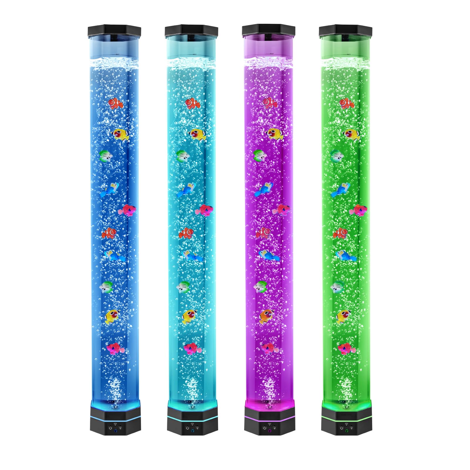 VEVOR Lampe à Bulles avec 10 Poissons Flottants, 1 m, 16 Effets de Lumières Changeantes de Couleur, Télécommande, Lumière Apaisante, Lampe Ambiance pour Chambre à Coucher, Salon, Décoration Intérieure