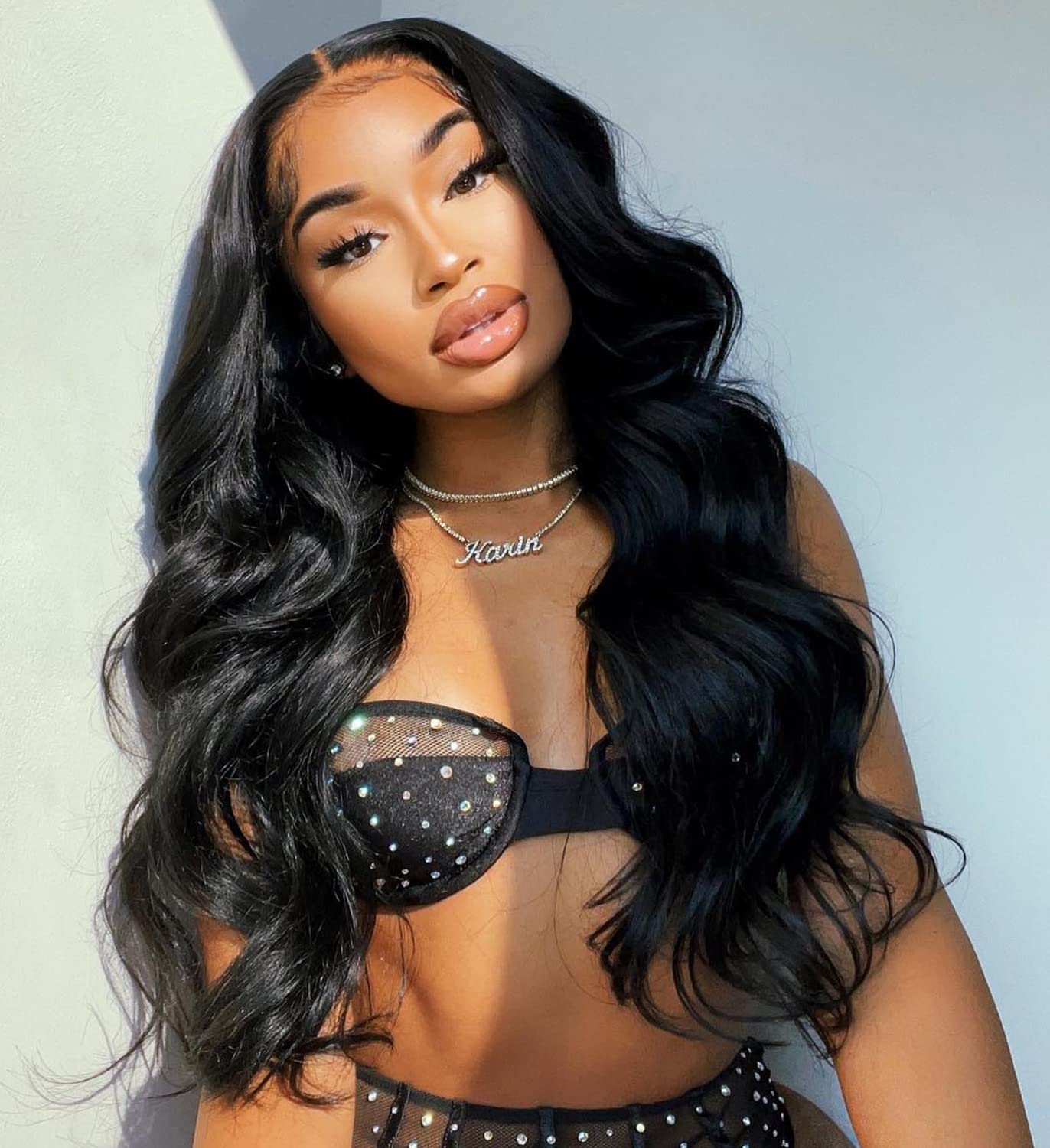 BlackSwern Skunk Strip Wigs, Blonde Skunk Strip Body Wave Lace Front Wigs Pre Plucked, Glueless Lace Wigs for Black Women