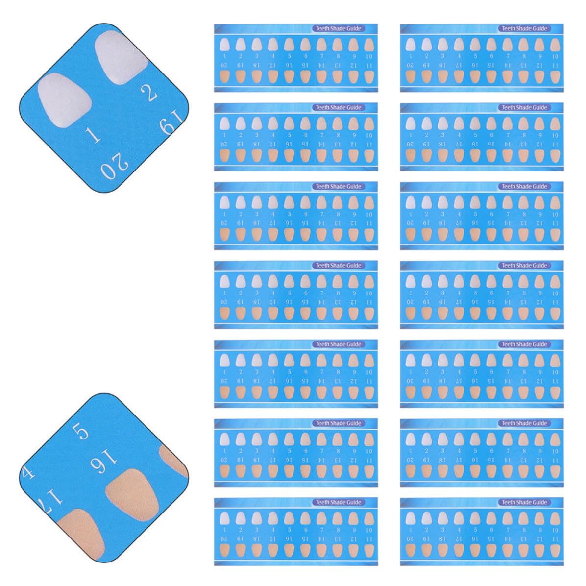 Didiseaon 30pcs Disposable Tooth Color Contrast Cards Paper Shade Guide for Professional and Personal Use Lightweight Oral Care Supplies Random Color