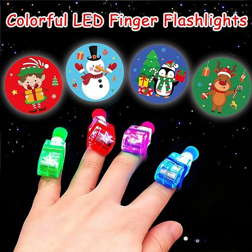 Miniatura 4 de 40 recuerdos de fiesta de Navidad para niños, luces de dedo iluminadas, juguetes para bolsas de golosinas, regalos que brillan en la oscuridad,