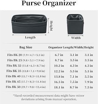 Bag Organizer Insert, Silky-Soft Lightweight Design, Multi-Pocket, Keeps Bag Organized & Protects Interior, Fits Birkin 30, Ideal for Travel & Daily Use(Grismeyer, BK30 Retourné)