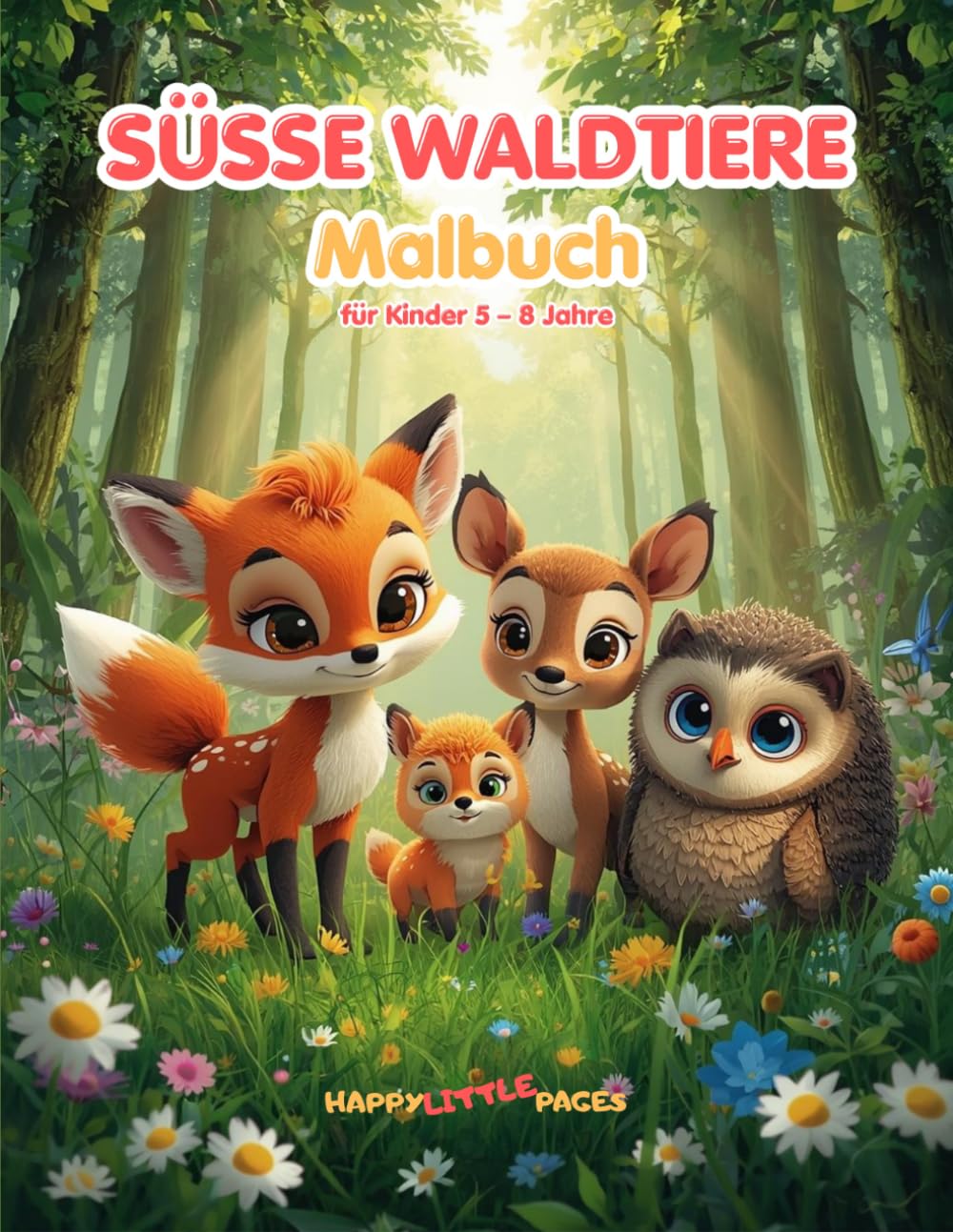 Süße Waldtiere – Malbuch: 45 süße Ausmalbilder für kleine Waldentdecker (Happy Little Pages)