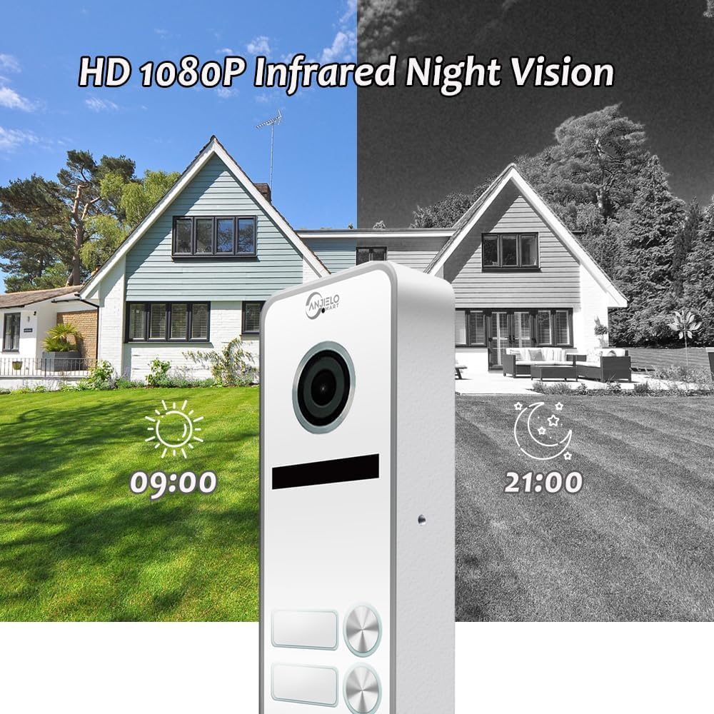 Bedrade video-intercom voor appartementen, 3 eenheden 7-inch monitor video-deurintercom, indoor outdoor video-deurbel, ID-kaart ontgrendelen, 2-weg audio voor huis appartement (drie monitoren