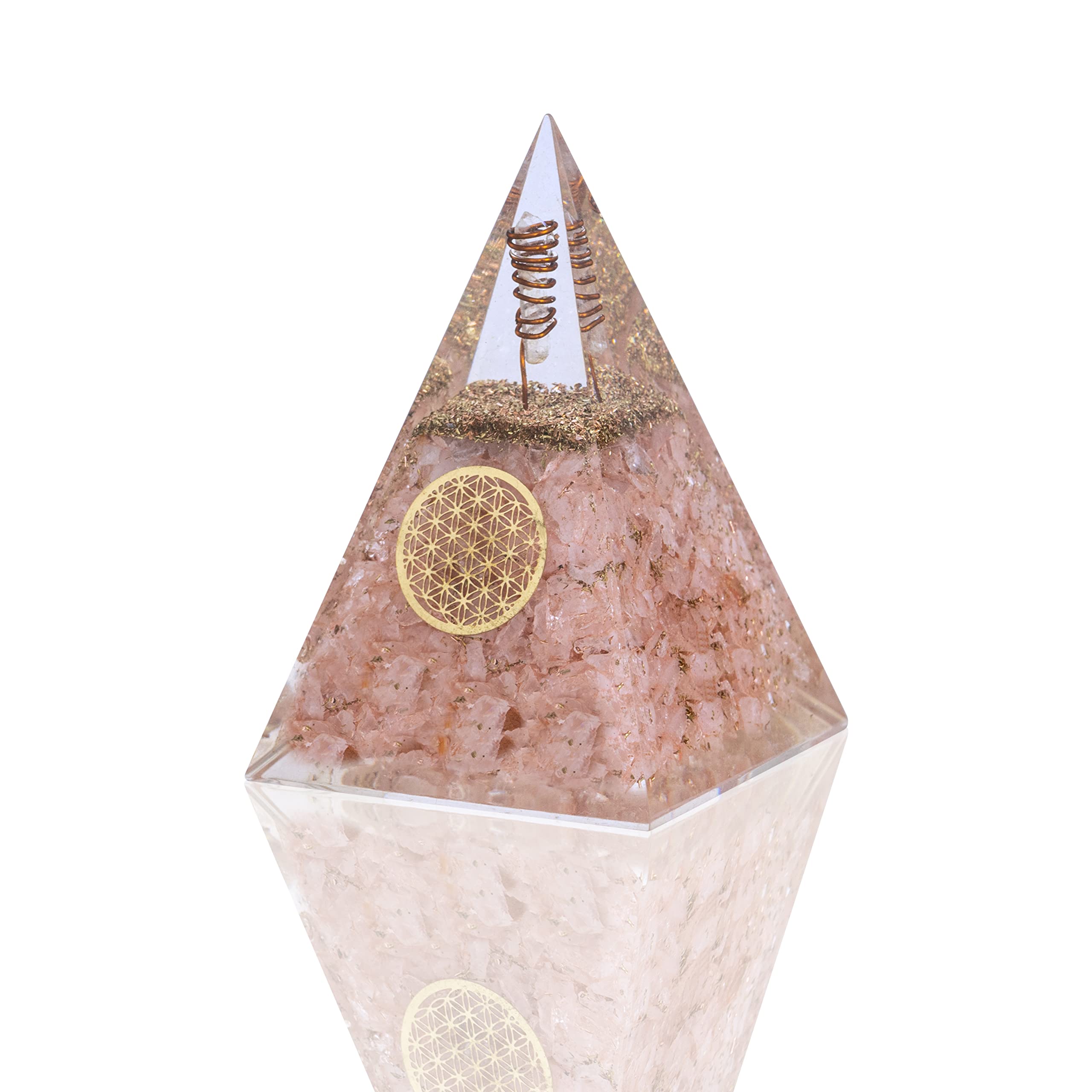 Orgone Pyramid Heart Chakra Balancing Crystals Pyramid for Positive Energy and Meditation Yoga Positive Energy Crystal That Promotes Wealth, Prosperity and attracts Success