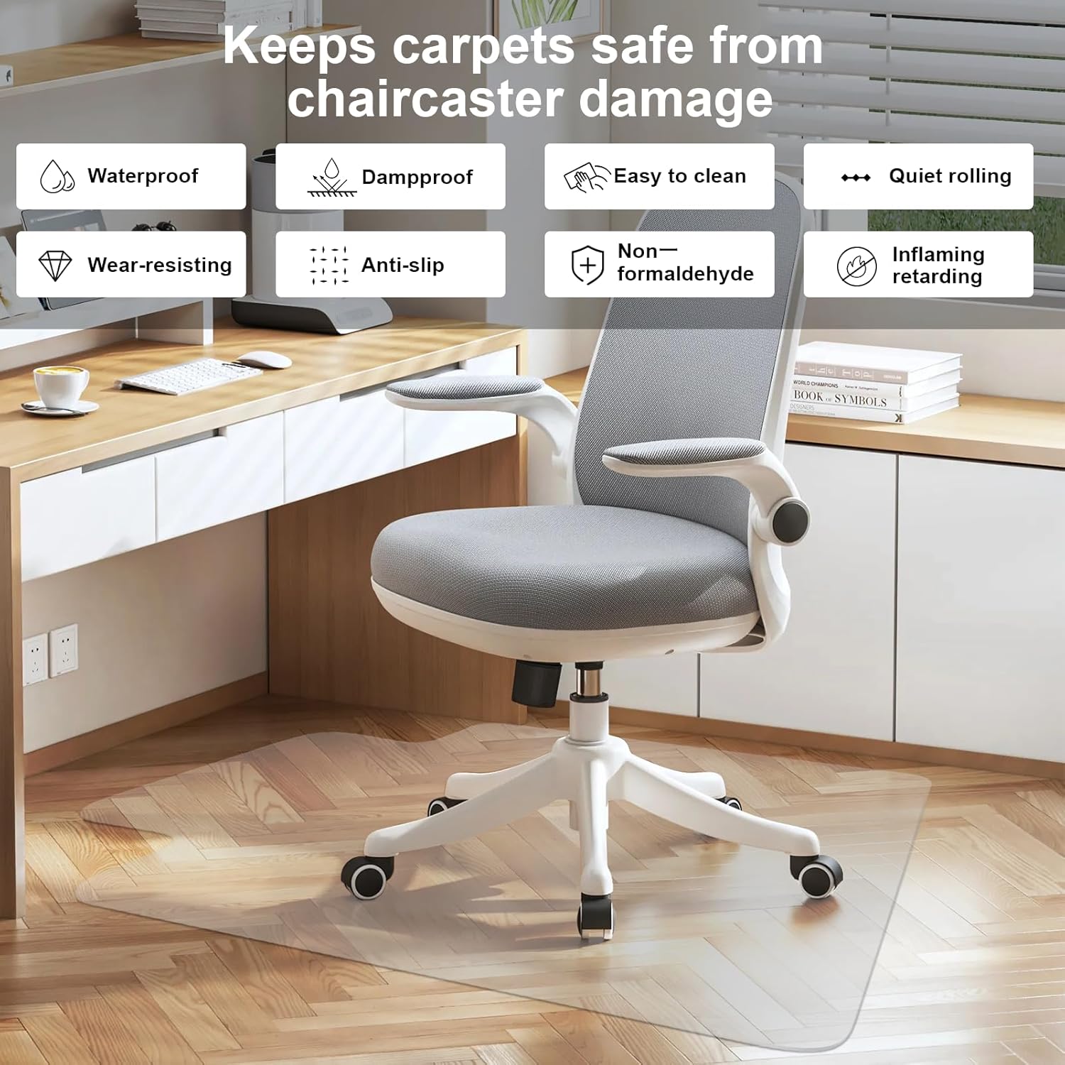 46"x60" Office Chair Mat for Hardwood Floor,Large Computer Chair Mat for Hard Floor, Large Anti-Slip Hard Floor Protector Rolling Desk Mat,PVC Office Floor Mat for Work,Home